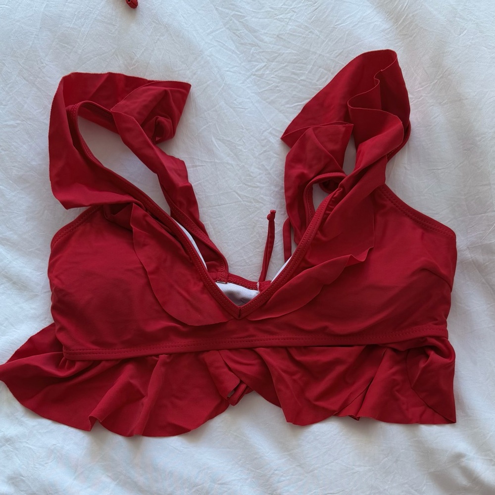 Red Women's Ruffled Bathing Suit